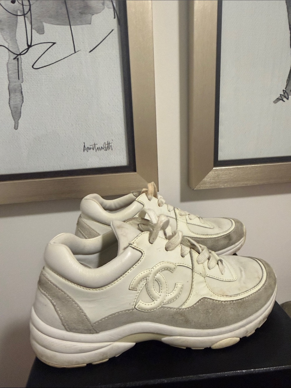 CHANEL white sneakers